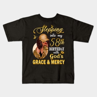 Stepping Into My 58th Birthday With God's Grace & Mercy Bday Kids T-Shirt